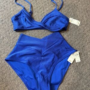 Aerie Blue Ribbed Bikini Set